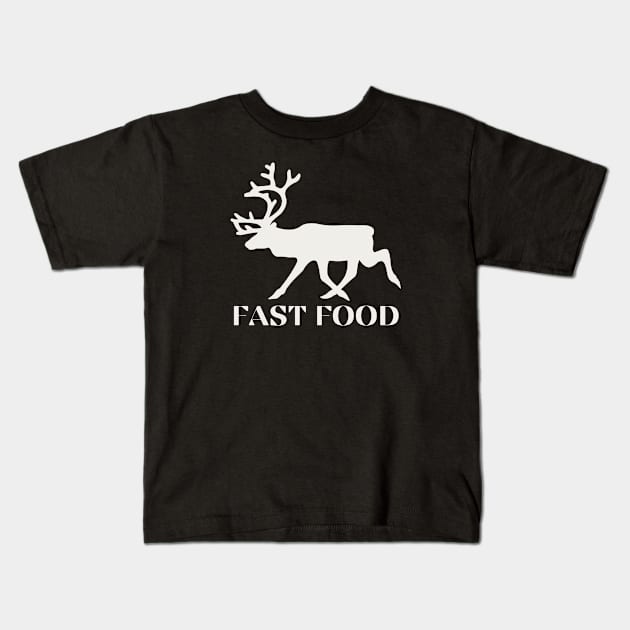 Running reindeer Fast food Kids T-Shirt by NordicLifestyle